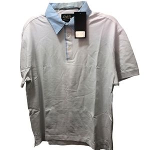 Duke's Bark Men's Polo Henley White/Blue Shirt Size  XL